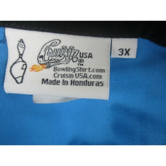 Cruisin USA Men bowling shirt blue black retro vintage 90s pit to pit 31 sz 3X - Picture 10 of 11
